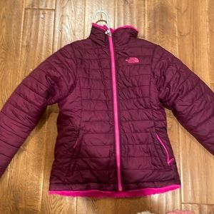 north face pink coat reversible